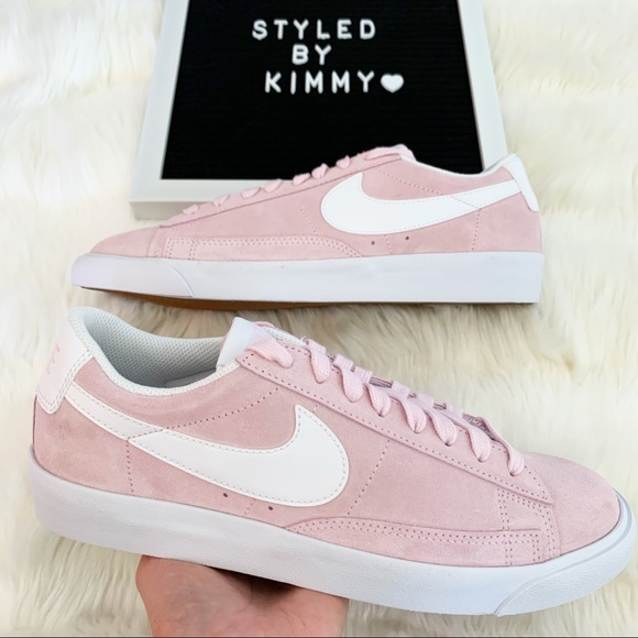 🌸 NIKE Blazer Low Sneakers Suede Shoes Pink - Picture 2 of 5
